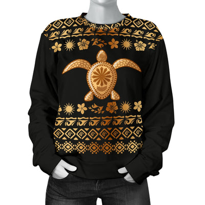 Tribal Sea Turtle Polynesian Hawaiian Women Crewneck Sweatshirt