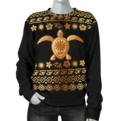 Tribal Sea Turtle Polynesian Hawaiian Women Crewneck Sweatshirt