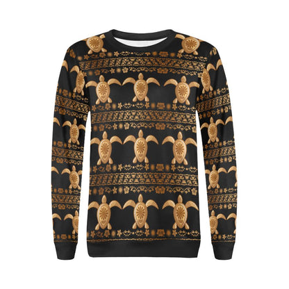 Tribal Sea turtle Polynesian Hawaiian Women Long Sleeve Sweatshirt-JorJune
