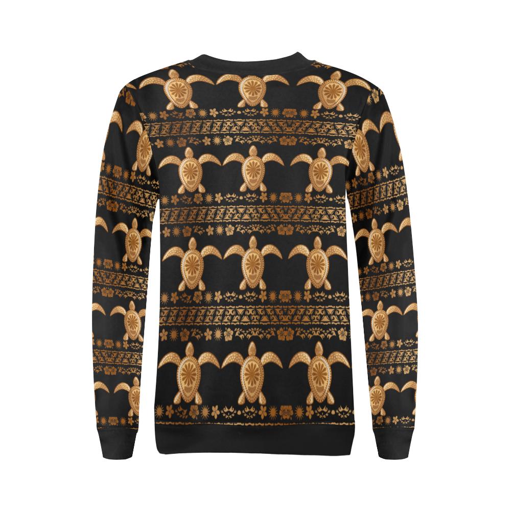 Tribal Sea turtle Polynesian Hawaiian Women Long Sleeve Sweatshirt-JorJune