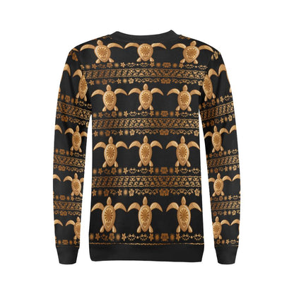 Tribal Sea turtle Polynesian Hawaiian Women Long Sleeve Sweatshirt-JorJune
