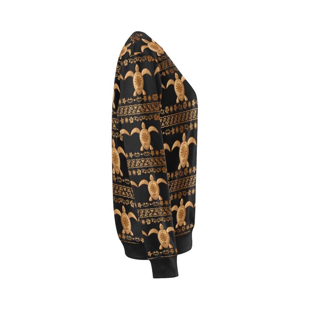 Tribal Sea turtle Polynesian Hawaiian Women Long Sleeve Sweatshirt-JorJune
