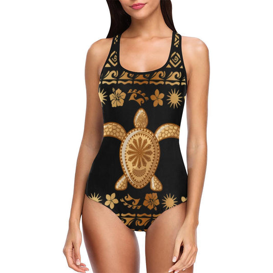 Tribal Sea turtle Polynesian Hawaiian Women One Piece Swimsuit