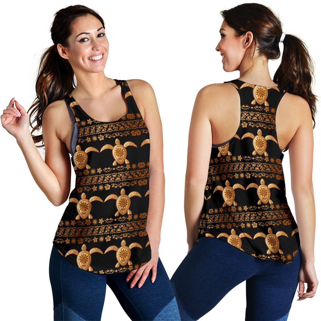 Tribal Sea turtle Polynesian Hawaiian Women Racerback Tank Top