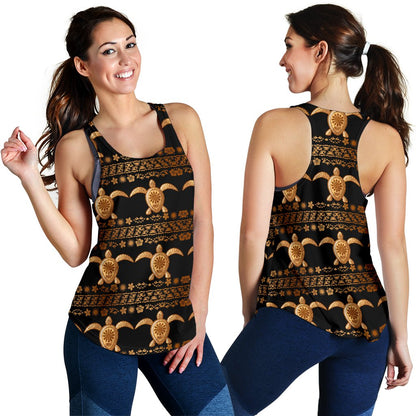 Tribal Sea turtle Polynesian Hawaiian Women Racerback Tank Top