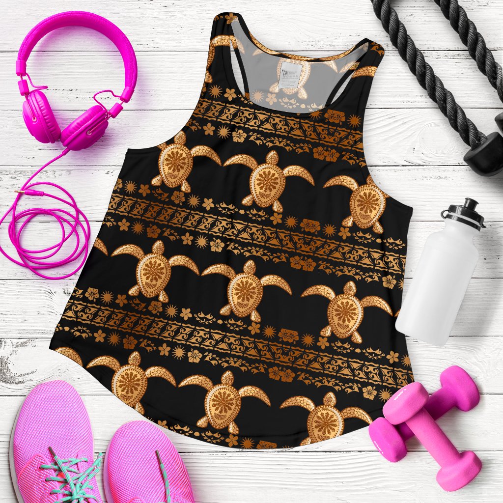 Tribal Sea turtle Polynesian Hawaiian Women Racerback Tank Top