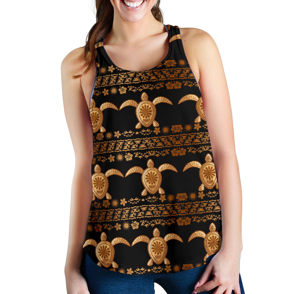 Tribal Sea turtle Polynesian Hawaiian Women Racerback Tank Top