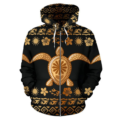 Tribal Sea turtle Polynesian Hawaiian Women Men Zip Up Hoodie