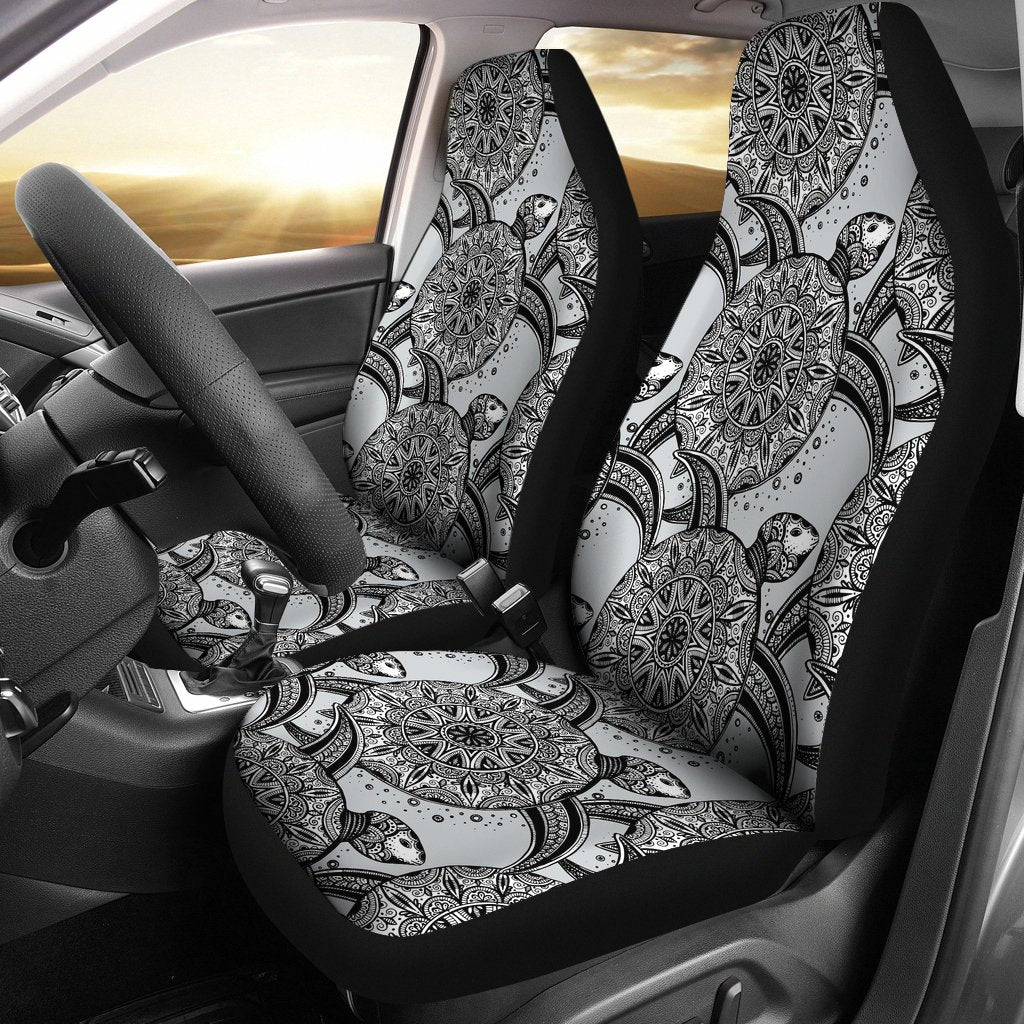 Tribal Turtle Polynesian Themed Print Universal Fit Car Seat Covers-JorJune