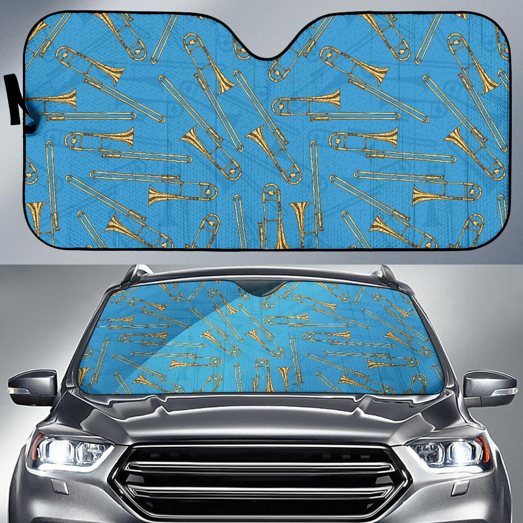 Trombone Pattern Print Design 01 Car Sun Shades-JORJUNE.COM