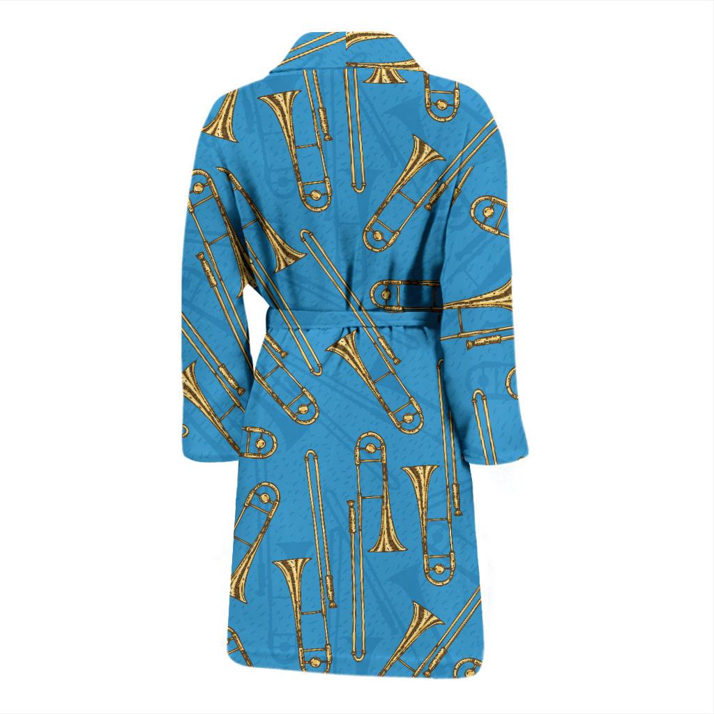 Trombone Pattern Print Design 01 Men Bathrobe-JORJUNE.COM