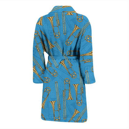 Trombone Pattern Print Design 01 Men Bathrobe-JORJUNE.COM