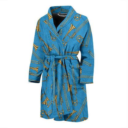 Trombone Pattern Print Design 01 Men Bathrobe-JORJUNE.COM