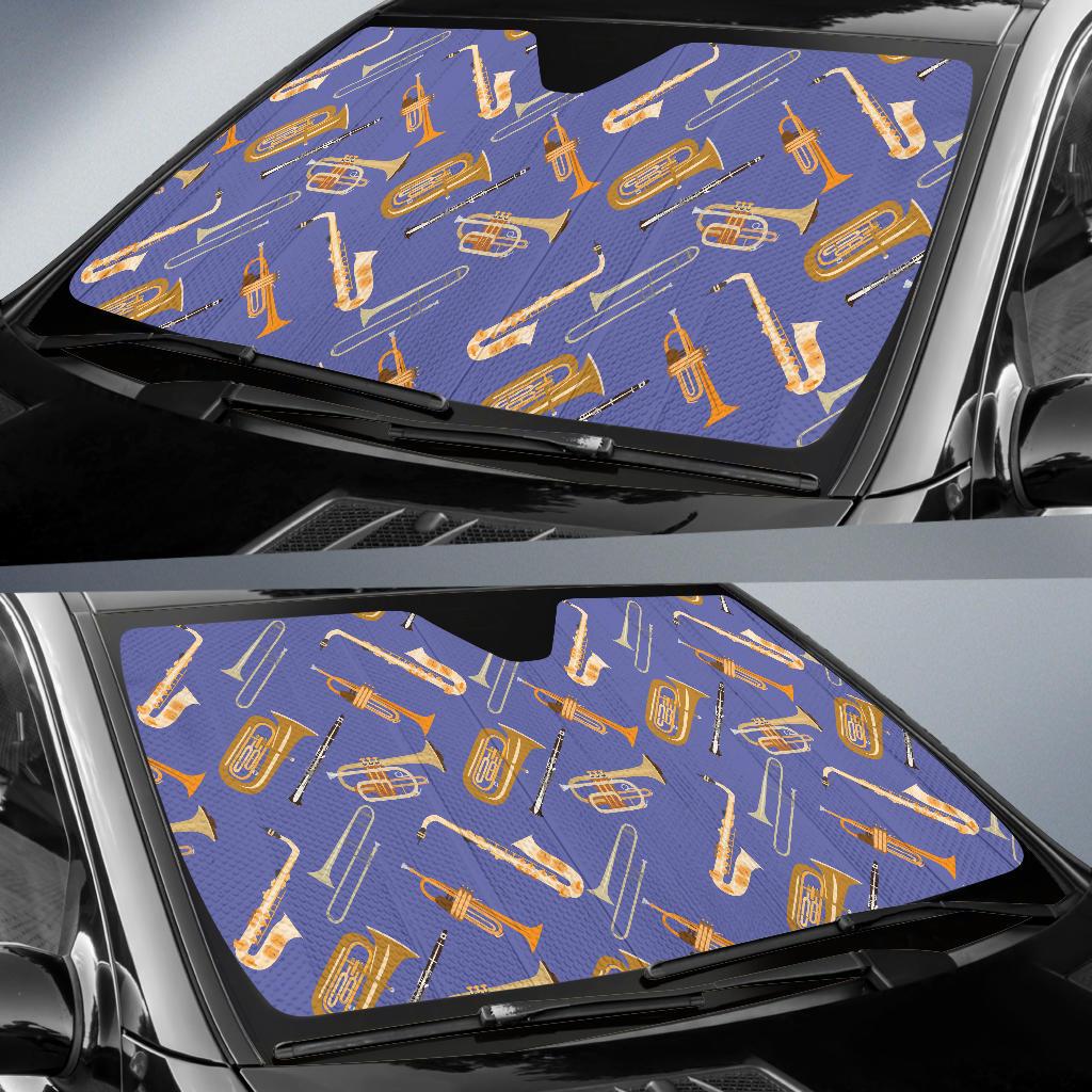 Trombone Pattern Print Design 02 Car Sun Shades-JORJUNE.COM