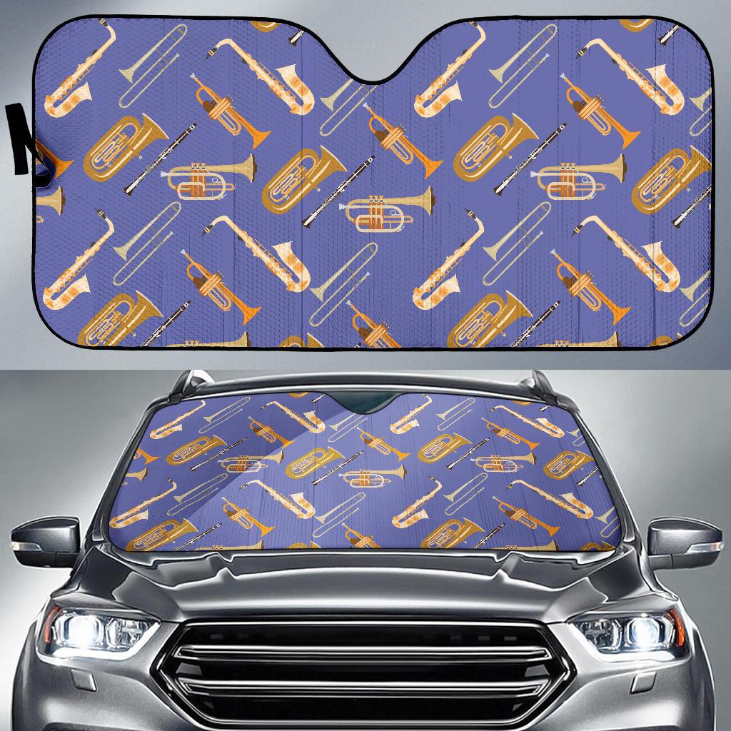 Trombone Pattern Print Design 02 Car Sun Shades-JORJUNE.COM