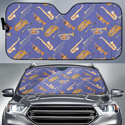 Trombone Pattern Print Design 02 Car Sun Shades-JORJUNE.COM