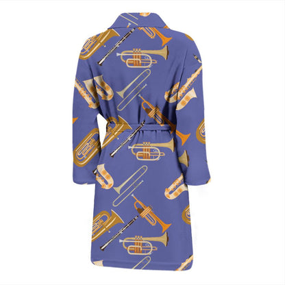 Trombone Pattern Print Design 02 Men Bathrobe-JORJUNE.COM