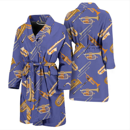 Trombone Pattern Print Design 02 Men Bathrobe-JORJUNE.COM