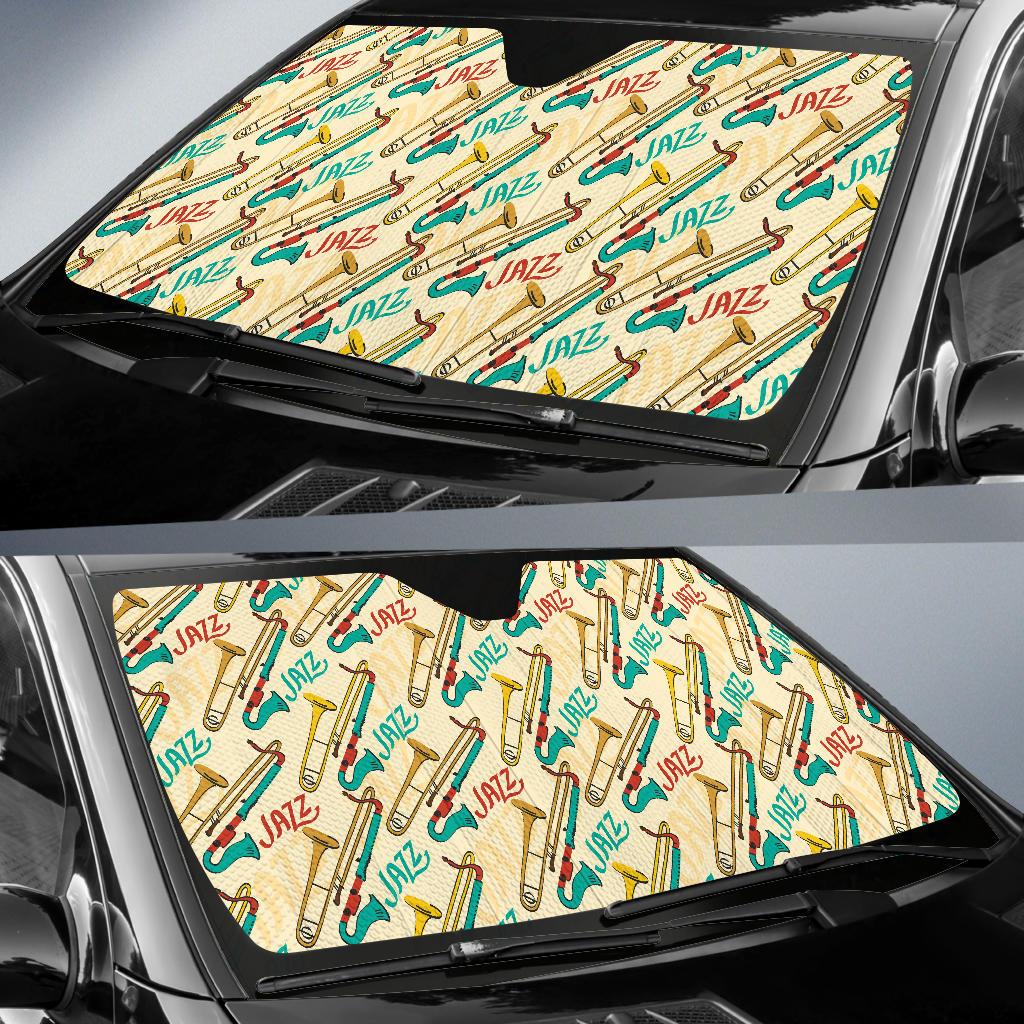 Trombone Pattern Print Design 03 Car Sun Shades-JORJUNE.COM