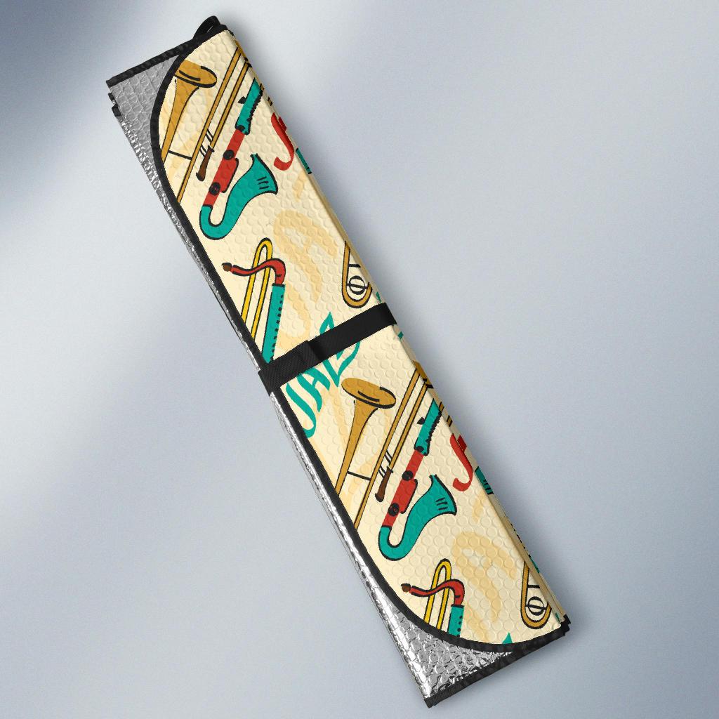 Trombone Pattern Print Design 03 Car Sun Shades-JORJUNE.COM