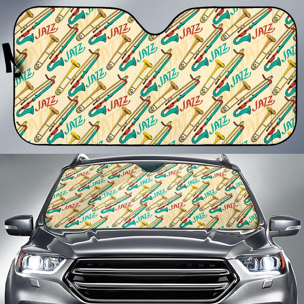 Trombone Pattern Print Design 03 Car Sun Shades-JORJUNE.COM