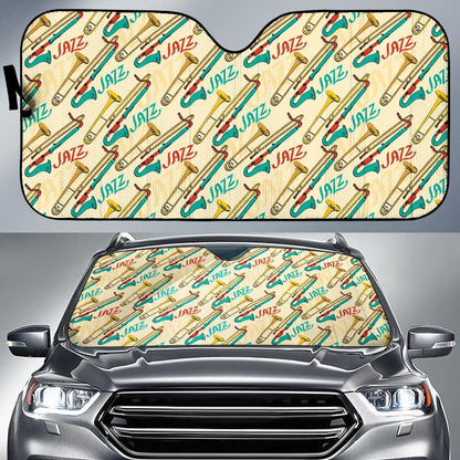 Trombone Pattern Print Design 03 Car Sun Shades-JORJUNE.COM