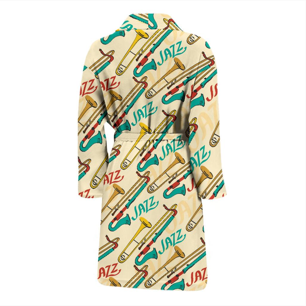 Trombone Pattern Print Design 03 Men Bathrobe-JORJUNE.COM
