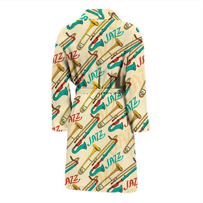 Trombone Pattern Print Design 03 Men Bathrobe-JORJUNE.COM
