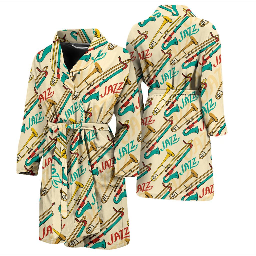 Trombone Pattern Print Design 03 Men Bathrobe-JORJUNE.COM