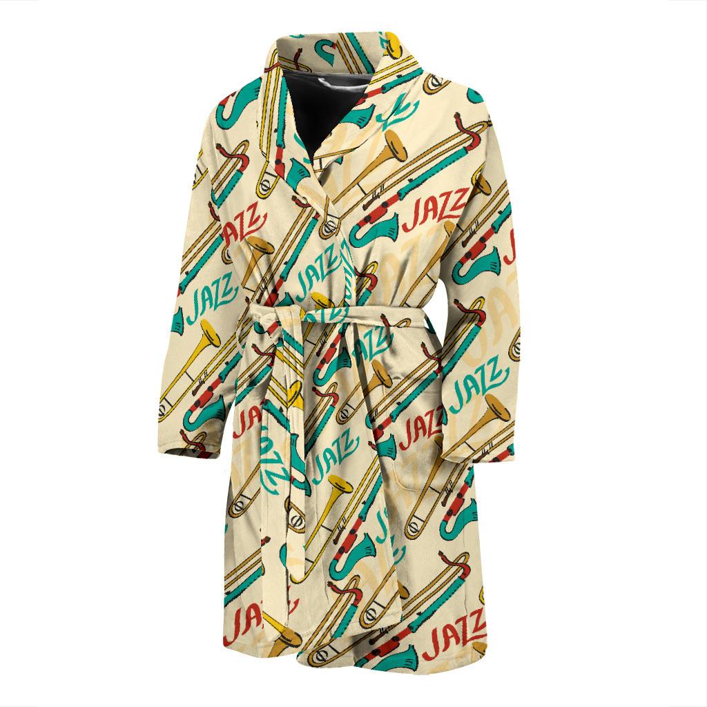 Trombone Pattern Print Design 03 Men Bathrobe-JORJUNE.COM