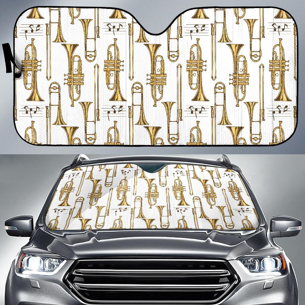 Trombone Pattern Print Design 04 Car Sun Shades-JORJUNE.COM