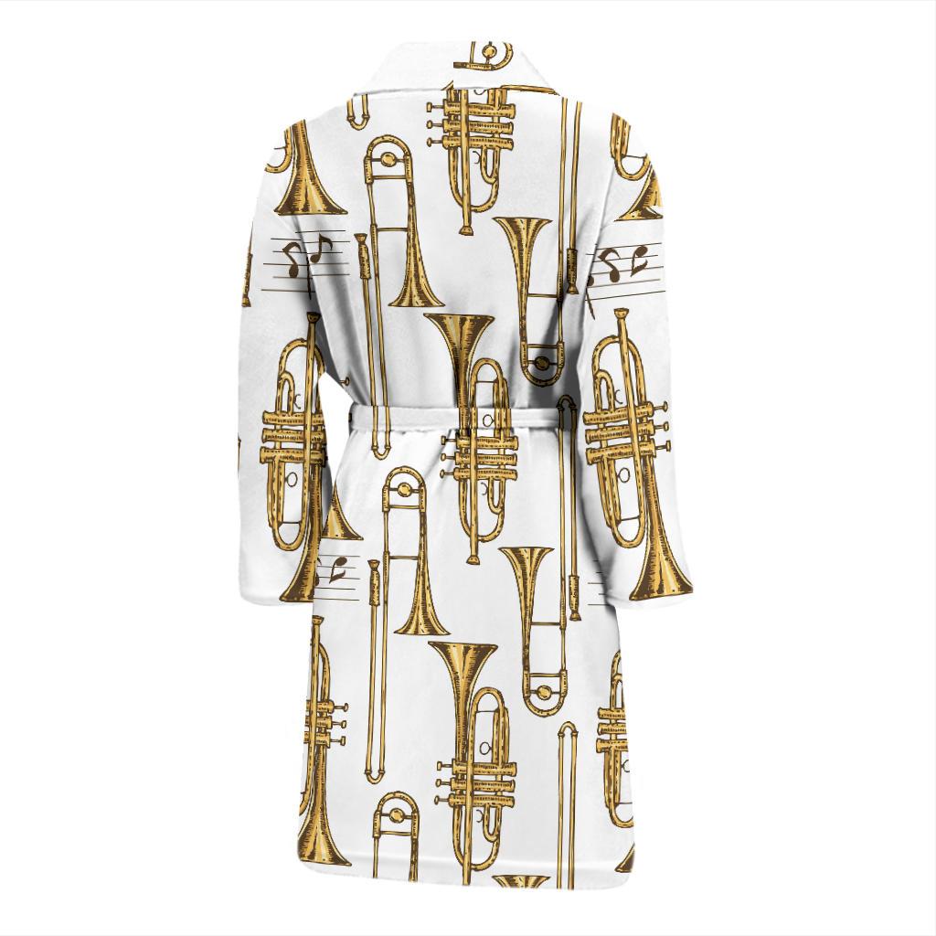 Trombone Pattern Print Design 04 Men Bathrobe-JORJUNE.COM