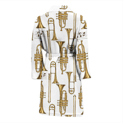 Trombone Pattern Print Design 04 Men Bathrobe-JORJUNE.COM