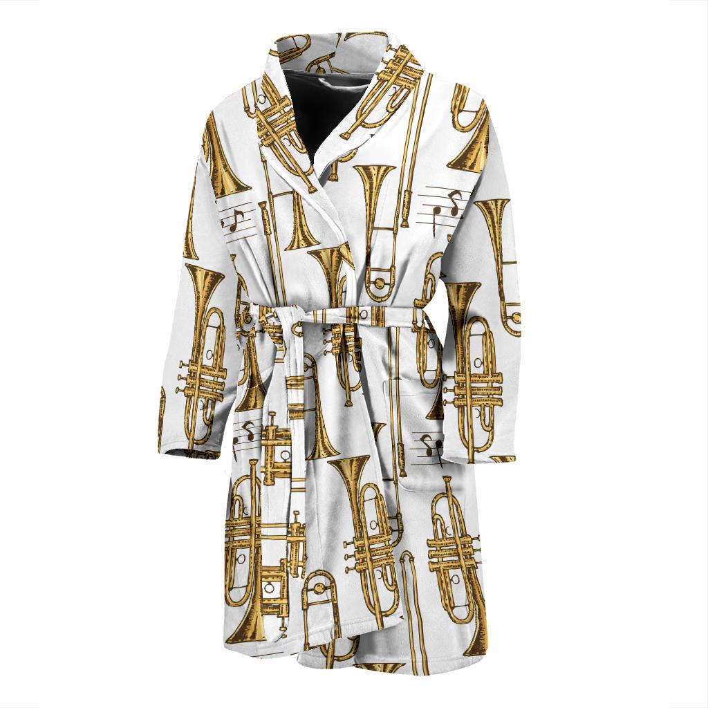 Trombone Pattern Print Design 04 Men Bathrobe-JORJUNE.COM