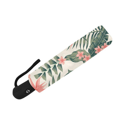 Tropical Flower Palm Automatic Foldable Umbrella