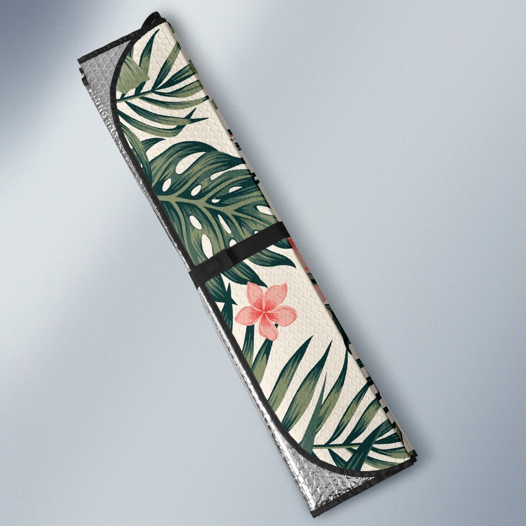 Tropical Flower Palm Leaves Car Sun Shade-JorJune