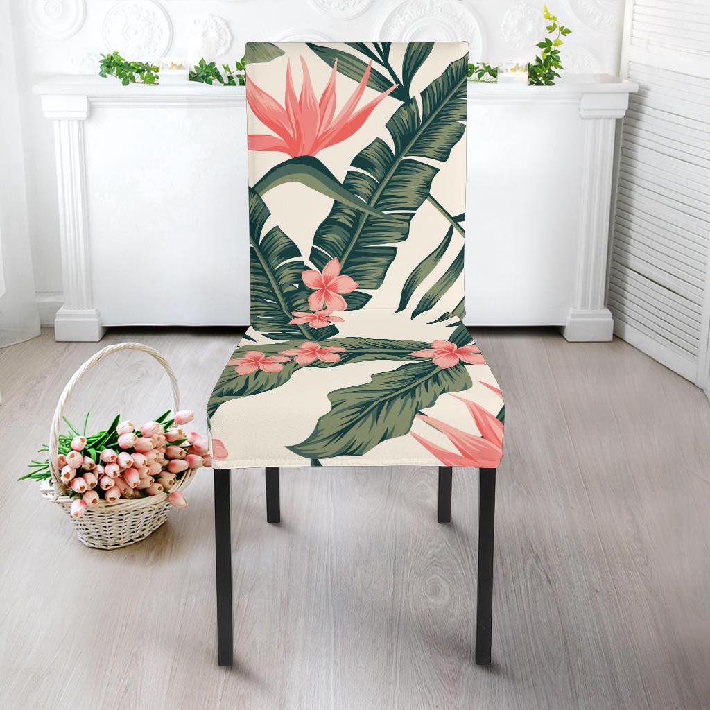 Tropical Flower Palm Leaves Dining Chair Slipcover-JORJUNE.COM