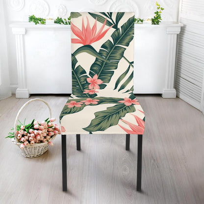 Tropical Flower Palm Leaves Dining Chair Slipcover-JORJUNE.COM