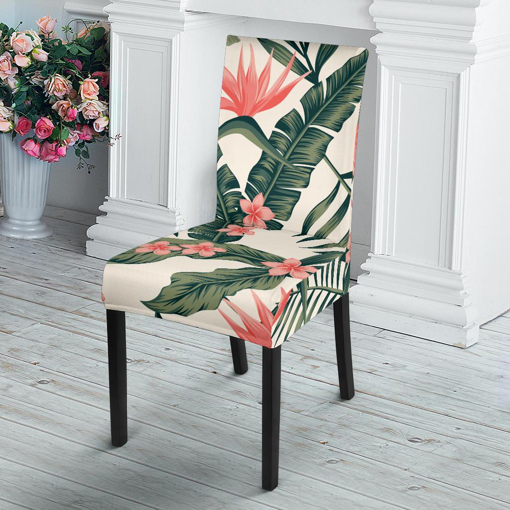 Tropical Flower Palm Leaves Dining Chair Slipcover-JORJUNE.COM