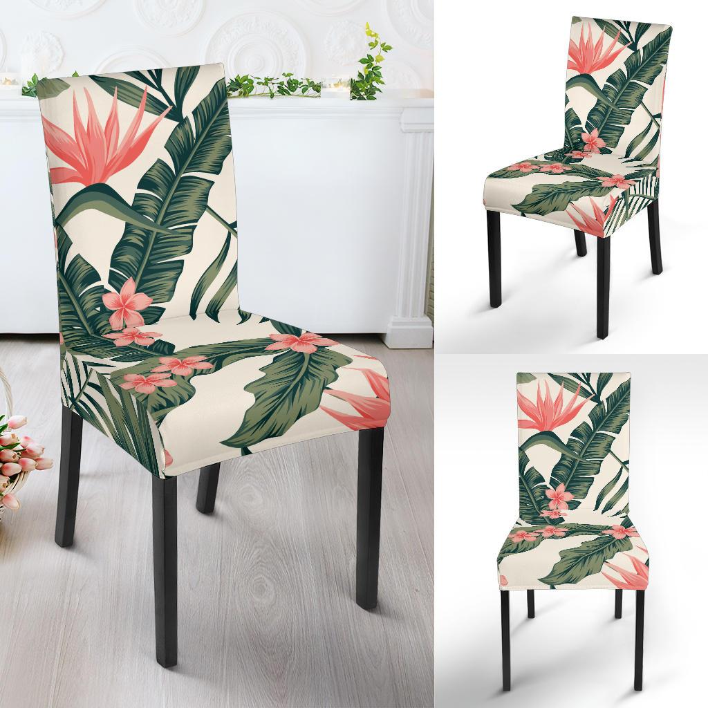 Tropical Flower Palm Leaves Dining Chair Slipcover-JORJUNE.COM