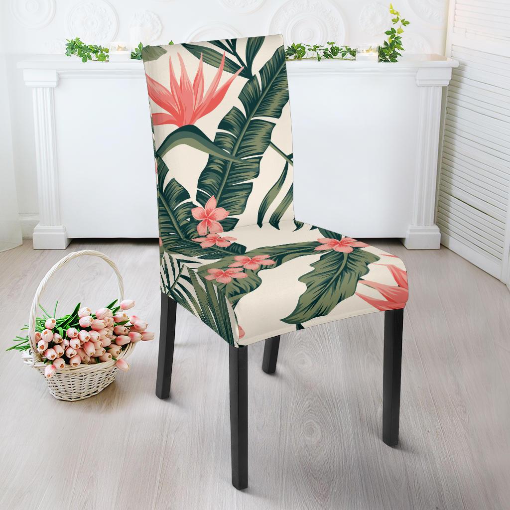 Tropical Flower Palm Leaves Dining Chair Slipcover-JORJUNE.COM