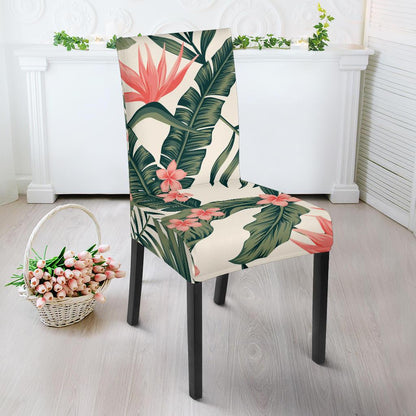 Tropical Flower Palm Leaves Dining Chair Slipcover-JORJUNE.COM