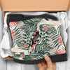 Tropical Flower Palm Leaves Faux Fur Leather Boots