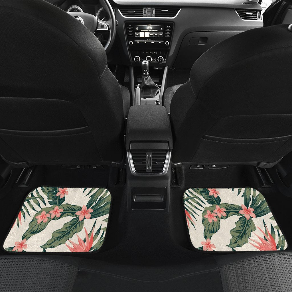 Tropical Flower Palm Leaves Front and Back Car Floor Mats