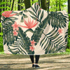 Tropical Flower Palm Leaves Hooded Blanket-JORJUNE.COM