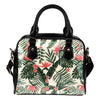 Tropical Flower Palm Leaves Leather Shoulder Handbag