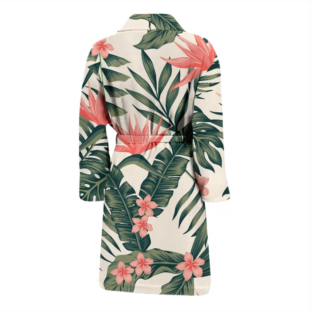 Tropical Flower Palm Leaves Men Bath Robe
