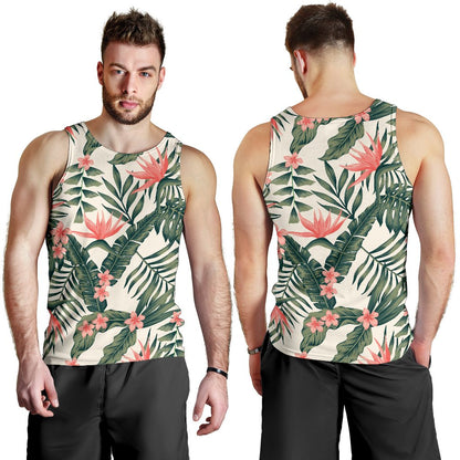 Tropical Flower Palm Leaves Men Tank Top