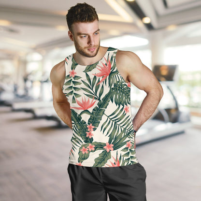 Tropical Flower Palm Leaves Men Tank Top