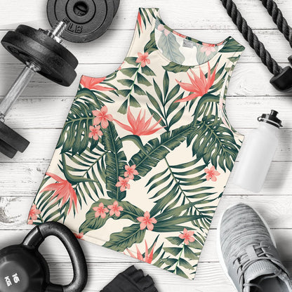Tropical Flower Palm Leaves Men Tank Top